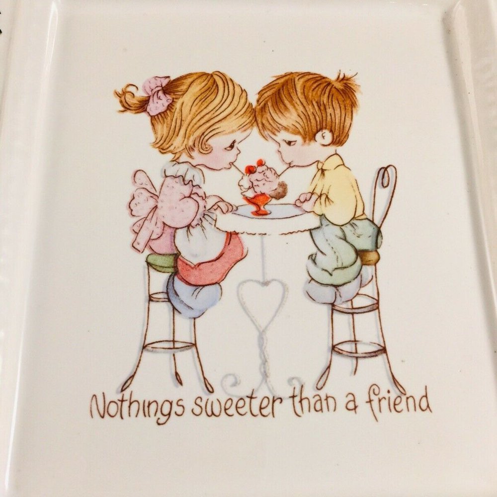 vtg 1980's Ceramic Children, Love, Friend Plaque 2 - Picture 6 of 8